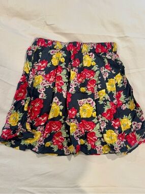 LONDONJEAN Navy Skater Skirt with Red & Yellow Floral Print